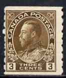 Canada 1912-21 KG5 3c brown imperf x perf 8 mtd mint SG 224, stamps on , stamps on  kg5 , stamps on 