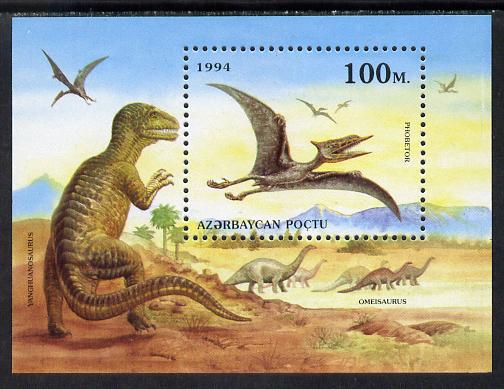 Azerbaijan 1994 Dinosaurs m/sheet (100m value) unmounted mint, stamps on animals    dinosaurs