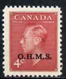 Canada 1949-50 KG6 Official 4c carmine opt'd OHMS unmounted mint SG O175, stamps on , stamps on  kg6 , stamps on 