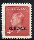 Canada 1949-50 KG6 Official 4c carmine optd OHMS unmounted mint SG O175, stamps on , stamps on  kg6 , stamps on 