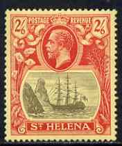 St Helena 1922-37 KG5 Badge MCA 2s6d single with variety top 3 lines of shading broken above rock, (stamp 2) mtd mint SG 92var, stamps on , stamps on  kg5 , stamps on ships, stamps on 
