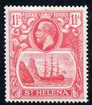 St Helena 1922-37 KG5 Badge Script 1.5d rose-red single with variety Top frame & 4 lines of shading broken at right, (stamp 4) mtd mint SG 99var, stamps on , stamps on  kg5 , stamps on ships, stamps on 