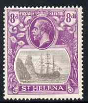 St Helena 1922-37 KG5 Badge Script 8d single with variety Left frame broken at top, (stamp 6) mtd mint SG 105var, stamps on , stamps on  kg5 , stamps on ships, stamps on 