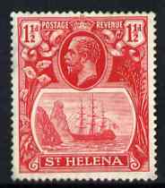 St Helena 1922-37 KG5 Badge Script 1.5d deep carmine-red single with variety Damage to rigging on main mast below first yardarm, (stamp 7) mtd mint SG 99evar, stamps on , stamps on  kg5 , stamps on ships, stamps on 