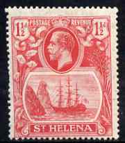 St Helena 1922-37 KG5 Badge Script 1.5d rose-red single with variety 'Broken Mainmast' (stamp 13) mtd mint but repaired cornerSG 99a, stamps on , stamps on  stamps on , stamps on  stamps on  kg5 , stamps on  stamps on ships, stamps on  stamps on 