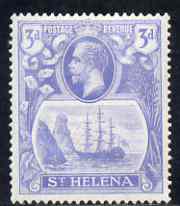 St Helena 1922-37 KG5 Badge Script 3d single with variety Zig-zag flaw in water behind stern (stamp 18) mtd mint SG 101var, stamps on , stamps on  kg5 , stamps on ships, stamps on 
