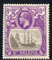 St Helena 1922-37 KG5 Badge Script 8d single with variety Zig-zag flaw in water behind stern (stamp 18) mtd mint SG 105var, stamps on , stamps on  kg5 , stamps on ships, stamps on 
