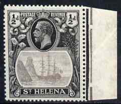 St Helena 1922-37 KG5 Badge Script 1/2d marginal single with variety Bottom vignette frame line broken twice (stamp 24) unmounted mint SG 97var, stamps on , stamps on  kg5 , stamps on ships, stamps on 