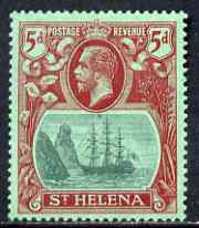 St Helena 1922-37 KG5 Badge Script 5d single with variety 'Bottom vignette frame line broken twice' (stamp 24) mtd mint SG 103var, stamps on , stamps on  kg5 , stamps on ships, stamps on 