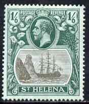 St Helena 1922-37 KG5 Badge MCA 1s6d single with variety Bottom vignette frame line broken twice (stamp 24) mtd mint SG 93var, stamps on , stamps on  kg5 , stamps on ships, stamps on 