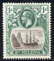 St Helena 1922-37 KG5 Badge Script 1d single with variety 'Right vignette frame line dented' (stamp 27) mtd mint SG 98var, stamps on , stamps on  stamps on , stamps on  stamps on  kg5 , stamps on  stamps on ships, stamps on  stamps on 