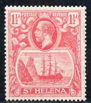 St Helena 1922-37 KG5 Badge Script 1.5d rose-red single with variety Right vignette frame line dented (stamp 27) mtd mint SG 99var, stamps on , stamps on  kg5 , stamps on ships, stamps on 
