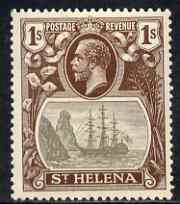St Helena 1922-37 KG5 Badge Script 1s single with variety Right vignette frame line dented (stamp 27) mtd mint SG 106var, stamps on , stamps on  kg5 , stamps on ships, stamps on 