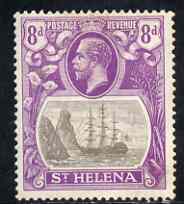 St Helena 1922-37 KG5 Badge Script 8d single with variety 'Right vignette frame line dented' (stamp 27) mtd mint SG 105var, stamps on , stamps on  stamps on , stamps on  stamps on  kg5 , stamps on  stamps on ships, stamps on  stamps on 