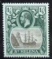 St Helena 1922-37 KG5 Badge MCA 1s6d single with variety 'Right vignette frame line dented' (stamp 27) appears unmounted mint SG 93var, stamps on , stamps on  stamps on , stamps on  stamps on  kg5 , stamps on  stamps on ships, stamps on  stamps on 