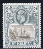 St Helena 1922-37 KG5 Badge Script 2d single with variety '11th line of shading broken to right of mizzen mast and rope broken at top of mizzen peak' (stamp 32) mtd mint SG 100var, stamps on , stamps on  stamps on , stamps on  stamps on  kg5 , stamps on  stamps on ships, stamps on  stamps on 