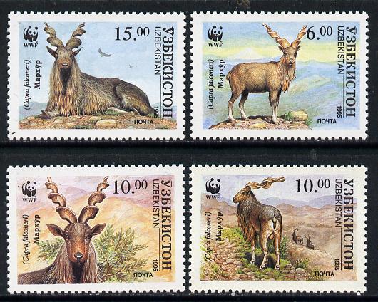 Uzbekistan 1994 WWF Ibex set of 4 unmounted mint, stamps on wwf   animals, stamps on  wwf , stamps on 