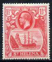 St Helena 1922-37 KG5 Badge Script 1.5d rose-red single with variety Right vignette frame broken between 3rd & 4th lines of shading (stamp 46) mtd mint SG 99var, stamps on , stamps on  kg5 , stamps on ships, stamps on 