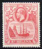 St Helena 1922-37 KG5 Badge Script 1.5d rose-red single with variety 'Left vignette frame broken at centre, 8th line of shading broken by mizzen mast & 18th line damaged at right' (stamp 48) mtd mint SG 99var, stamps on , stamps on  kg5 , stamps on ships, stamps on 