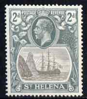 St Helena 1922-37 KG5 Badge Script 2d single with variety 8th line of shading broken right of rock (stamp 50) mtd mint SG 100var, stamps on , stamps on  kg5 , stamps on ships, stamps on 