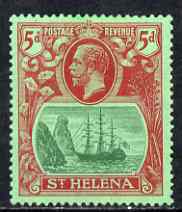 St Helena 1922-37 KG5 Badge Script 5d single with frame variety Inner left frame line broken at top (stamp 58) mtd mint SG 103var, stamps on , stamps on  kg5 , stamps on ships, stamps on 