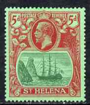 St Helena 1922-37 KG5 Badge Script 5d single with frame variety 'Inner left frame line broken at top' (stamp 58) mtd mint SG 103var, stamps on , stamps on  stamps on , stamps on  stamps on  kg5 , stamps on  stamps on ships, stamps on  stamps on 