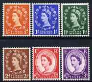 Great Britain 1957 Wilding graphite-lined issue set of 6 unmounted mint SG 561-66, stamps on 