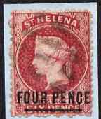 St Helena 1864-73 QV Crown CC P12.5 4d carmine (thick bar words 18mm) used SG14, stamps on , stamps on  qv , stamps on 