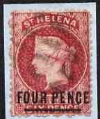 St Helena 1864-73 QV Crown CC P12.5 4d carmine (thick bar words 18mm) used SG14, stamps on , stamps on  stamps on , stamps on  stamps on  qv , stamps on  stamps on 