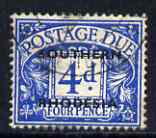 Southern Rhodesia 1951 Postage Due 4d blue used, SG D5, stamps on , stamps on  stamps on , stamps on  stamps on  kg6 , stamps on  stamps on 