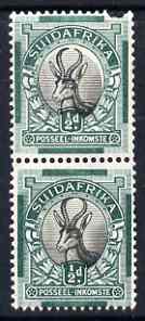 South Africa 1930-45 Springbok 1/2d vert coil pair both with Afrikaans inscriptions, heavily mounted SG 42a, stamps on 