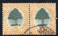 South Africa 1930-45 Orange Tree 6d horiz pair with upright wmk used SG47w, stamps on 