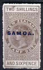 Samoa 1914-24 QV Postal Fiscal 2s6d grey-brown mtd mint (ragged perfs) SG123, stamps on , stamps on  stamps on , stamps on  stamps on  qv , stamps on  stamps on 