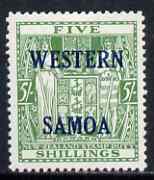 Samoa 1955 Arms Postal Fiscal 5s green unmounted mint SG 232, stamps on 