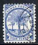 Samoa 1886-1900 Palm Trees 4d blue used SG 61, stamps on , stamps on  stamps on samoa 1886-1900 palm trees 4d blue used sg 61