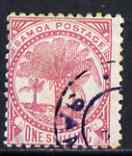 Samoa 1886-1900 Palm Trees 1s rose cds used SG 63, stamps on , stamps on  stamps on samoa 1886-1900 palm trees 1s rose cds used sg 63