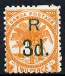 Samoa 1894-1900 Surcharged 3d on 2d red-orange mtd mint SG 79, stamps on , stamps on  stamps on samoa 1894-1900 surcharged 3d on 2d red-orange mtd mint sg 79