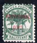 Samoa 1899-1900 Provisional Govt 1/2d blue-green mtd mint SG 90, stamps on 