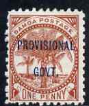 Samoa 1899-1900 Provisional Govt 1d chestnut mtd mint SG 91, stamps on 