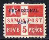 Samoa 1899-1900 Provisional Govt 5d red mtd mint SG 94a, stamps on , stamps on  stamps on samoa 1899-1900 provisional govt 5d red mtd mint sg 94a