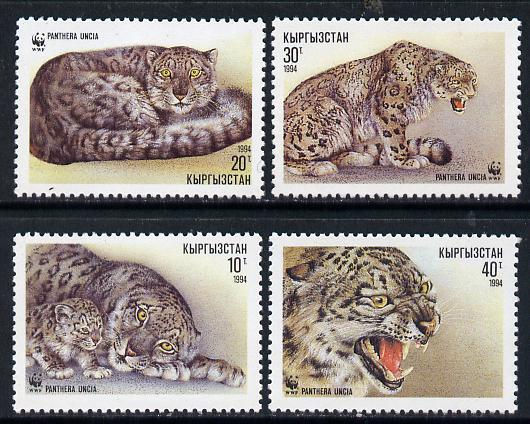 Kyrgyzstan 1994 WWF Panthers set of 4 unmounted mint, stamps on animals, stamps on cats, stamps on wwf, stamps on  wwf , stamps on 