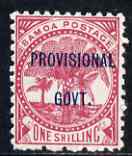 Samoa 1899-1900 Provisional Govt 1s rose mtd mint SG 96, stamps on 