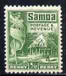 Samoa 1921 Native Hut 1/2d green P14 x 14.5 mtd mint SG 149, stamps on 