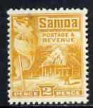 Samoa 1921 Native Hut 2d yellow P14 x 14.5 mtd mint SG 152, stamps on , stamps on  stamps on samoa 1921 native hut 2d yellow p14 x 14.5 mtd mint sg 152