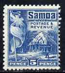 Samoa 1921 Native Hut 5d light blue P14 x 13.5 mtd mint SG 160, stamps on 
