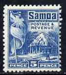 Samoa 1921 Native Hut 5d light blue P14 x 13.5 mtd mint SG 160, stamps on , stamps on  stamps on samoa 1921 native hut 5d light blue p14 x 13.5 mtd mint sg 160