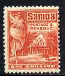 Samoa 1921 Native Hut 1s vermilion P14 x 13.5 mtd mint SG 164, stamps on , stamps on  stamps on samoa 1921 native hut 1s vermilion p14 x 13.5 mtd mint sg 164