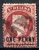 St Helena 1864-73 QV Crown CC P12.5 1d lake (thin bar) used SG6, stamps on , stamps on  qv , stamps on 