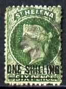 St Helena 1864-73 QV Crown CC P12.5 1s deep green (thin bar) used SG17, stamps on , stamps on  stamps on , stamps on  stamps on  qv , stamps on  stamps on 