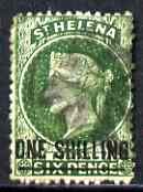 St Helena 1864-73 QV Crown CC P12.5 1s deep green (thin bar) used SG17, stamps on , stamps on  qv , stamps on 